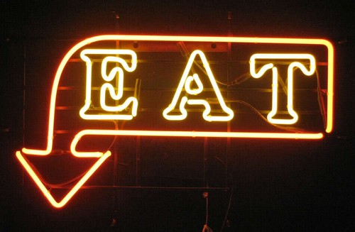 Eat arrow neon - eat, sign