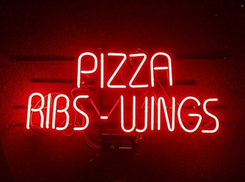 X14 pizza ribs wings - ribs, neon